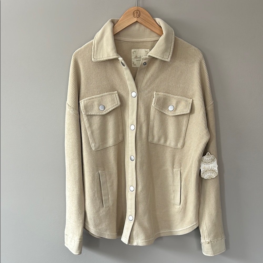 Altar’d State Corduroy Button-Up Jacket in Taupe Tan‎ Size Small Oversized